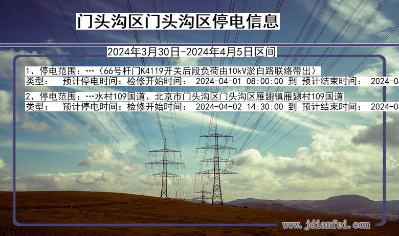 门头沟区门头沟停电通知 北京市门头沟区门头沟停电通知