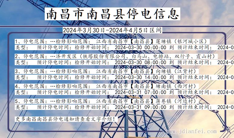 江西省南昌南昌停电通知