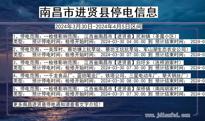 南昌进贤停电通知 江西省南昌进贤停电通知