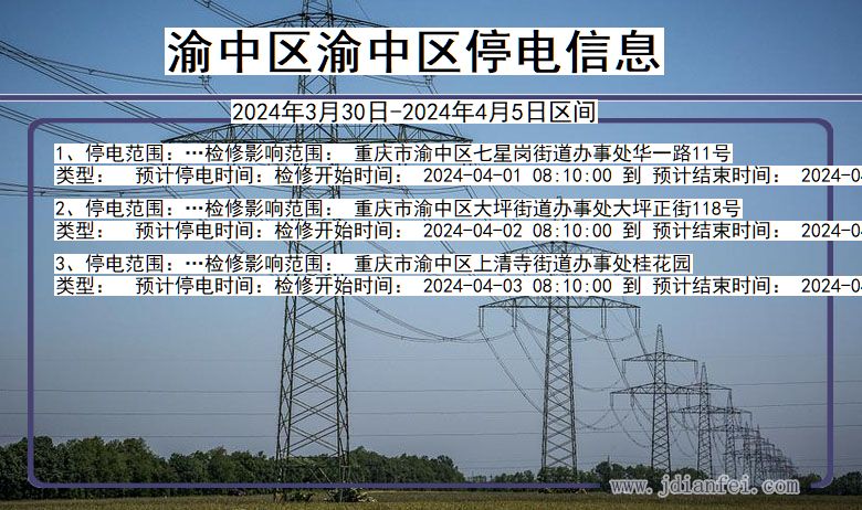 重庆市渝中区渝中停电通知