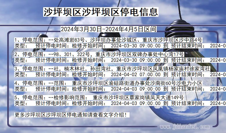 沙坪坝区沙坪坝停电通知 重庆市沙坪坝区沙坪坝停电通知