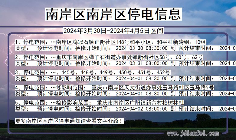 重庆市南岸区南岸停电通知