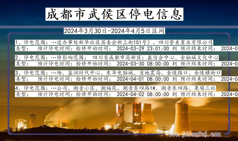 四川省成都武侯停电通知