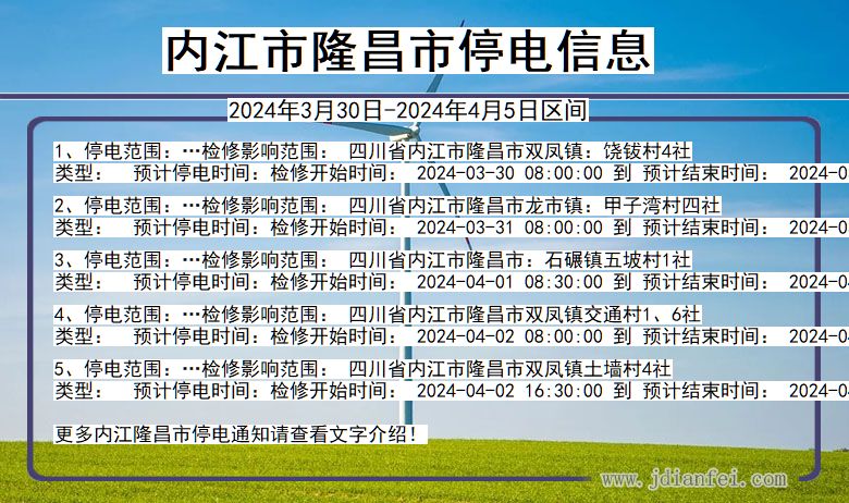 四川省内江隆昌停电通知