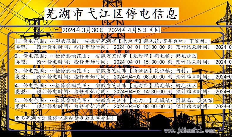 安徽省芜湖弋江停电通知