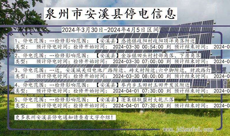 福建省泉州安溪停电通知