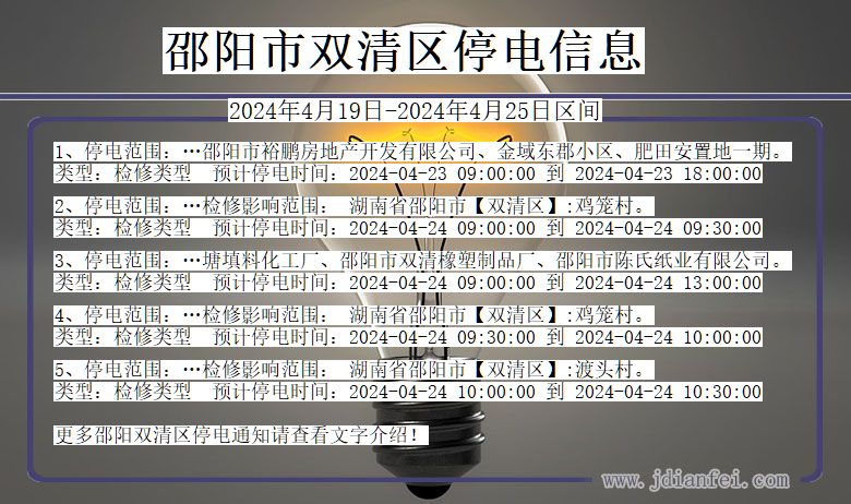 湖南省邵阳双清停电通知