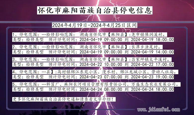 湖南省怀化麻阳苗族自治停电通知