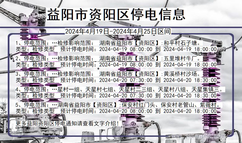 湖南省益阳资阳停电通知