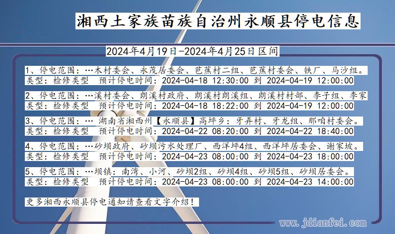 湘西永顺停电通知 湖南省湘西永顺停电通知
