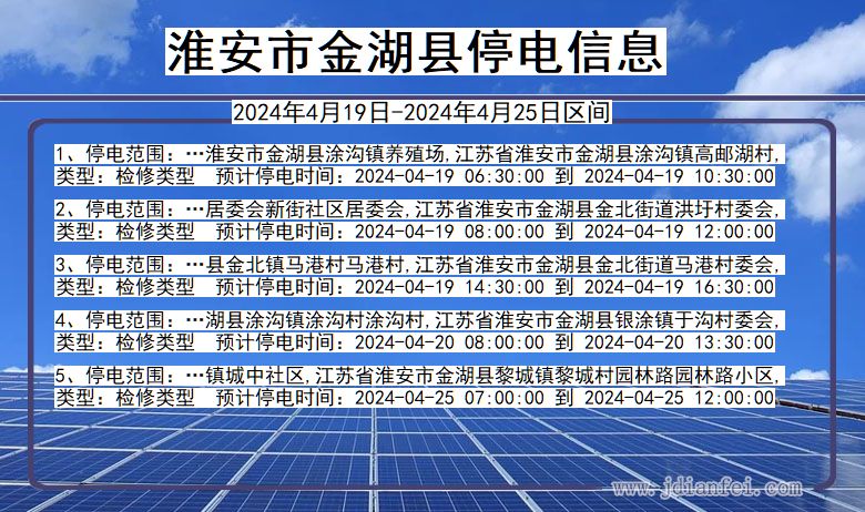 江苏省淮安金湖停电通知