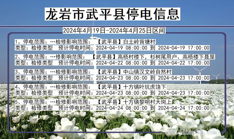 福建省龙岩武平停电通知