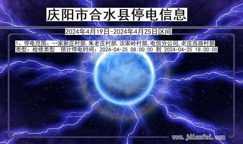 甘肃省庆阳合水停电通知