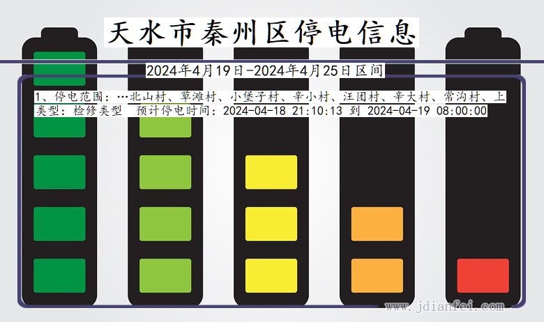 天水秦州停电通知 甘肃省天水秦州停电通知