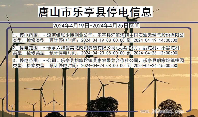 唐山乐亭停电通知 河北省唐山乐亭停电通知