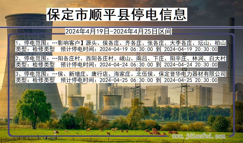 河北省保定顺平停电通知