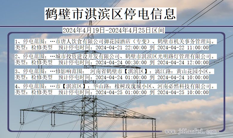 河南省鹤壁淇滨停电通知