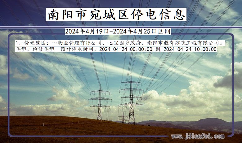 河南省南阳宛城停电通知