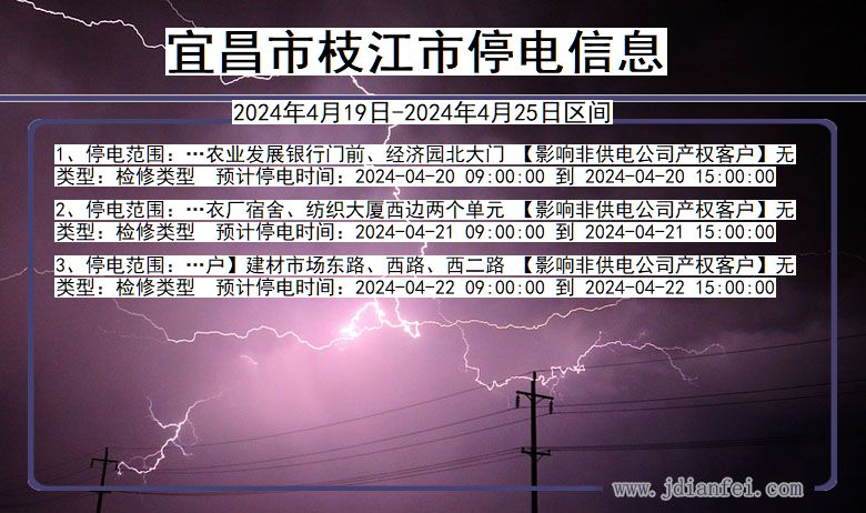 湖北省宜昌枝江停电通知