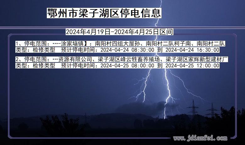 湖北省鄂州梁子湖停电通知