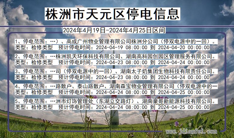 湖南省株洲天元停电通知