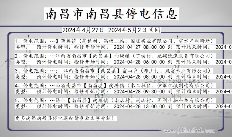 南昌南昌停电通知 江西省南昌南昌停电通知