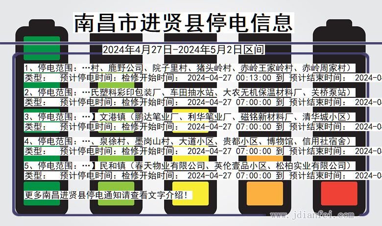 江西省南昌进贤停电通知