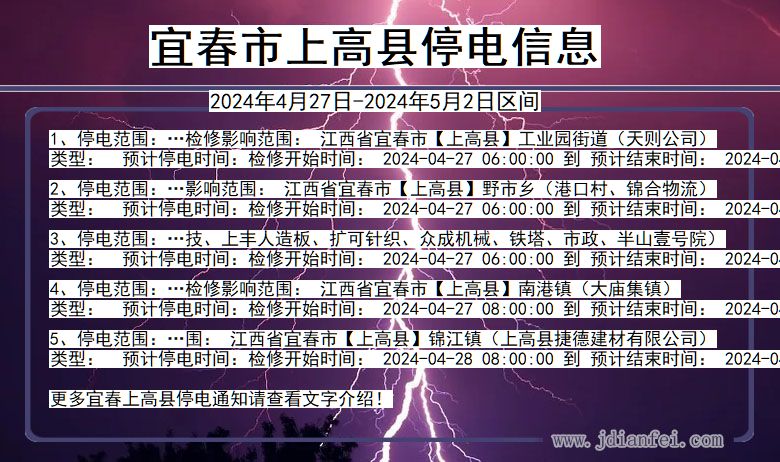 江西省宜春上高停电通知