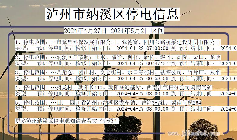 泸州纳溪停电通知 四川省泸州纳溪停电通知