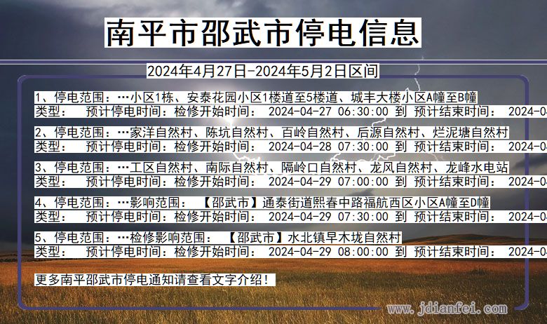 南平邵武停电通知 福建省南平邵武停电通知