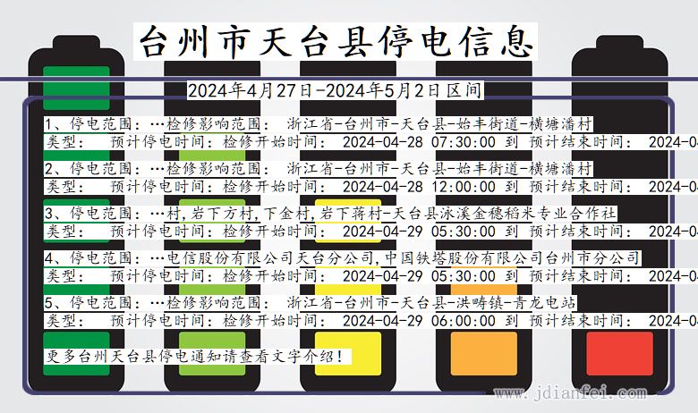 浙江省台州天台停电通知