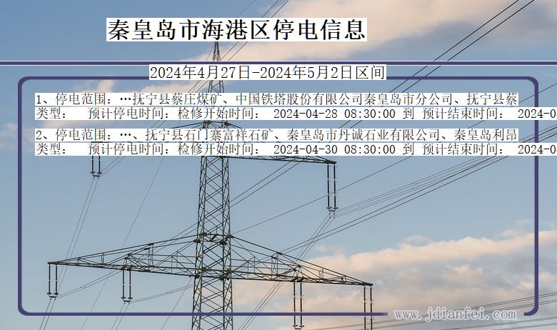 河北省秦皇岛海港停电通知