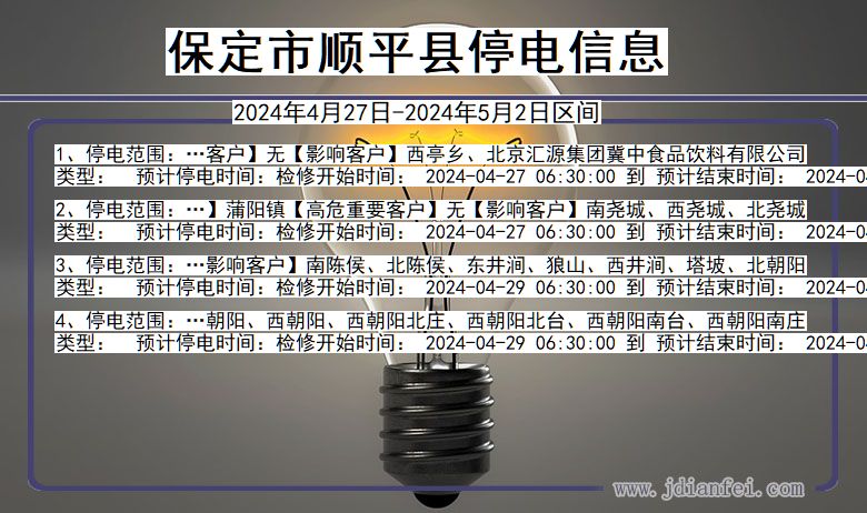 河北省保定顺平停电通知