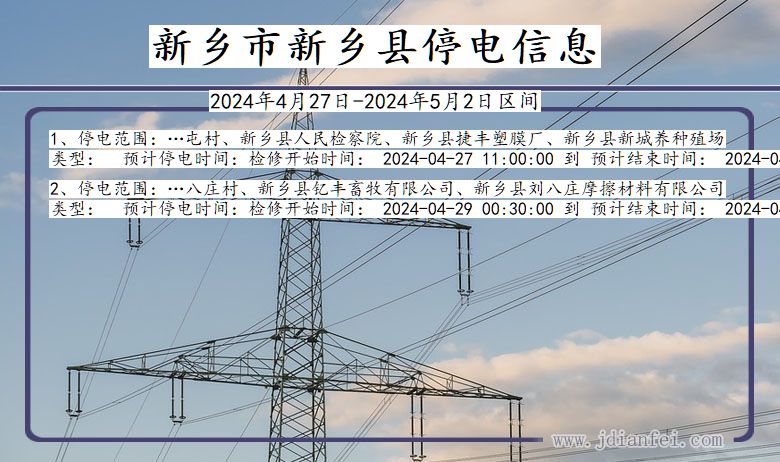 河南省新乡新乡停电通知