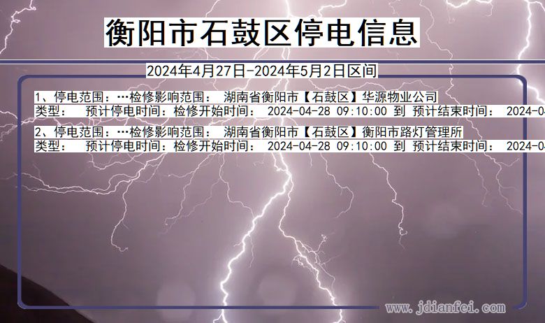 湖南省衡阳石鼓停电通知