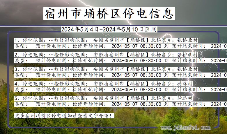 安徽省宿州埇桥停电通知