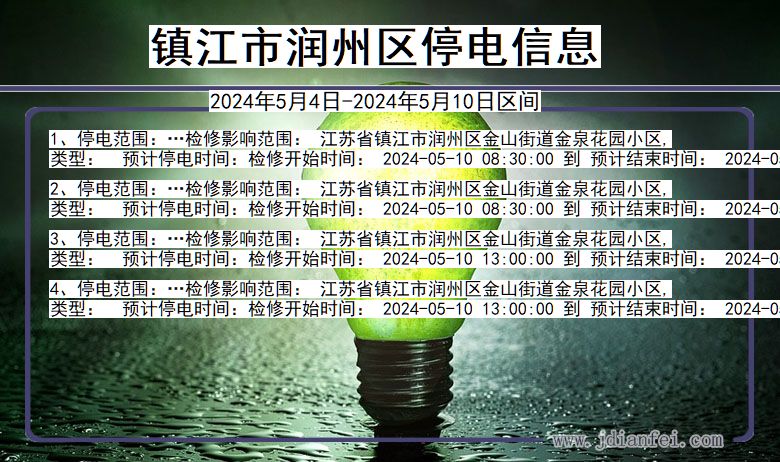 江苏省镇江润州停电通知