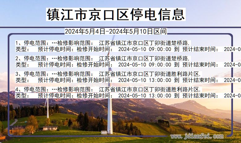 镇江京口停电通知 江苏省镇江京口停电通知