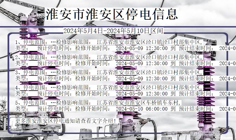 江苏省淮安淮安停电通知