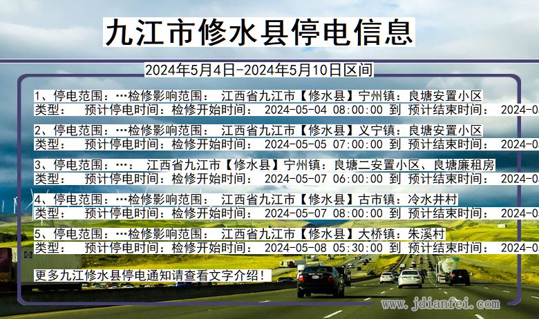 江西省九江修水停电通知