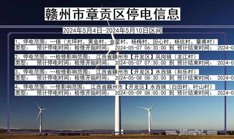 江西省赣州章贡停电通知