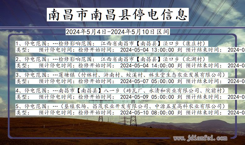 南昌南昌停电通知 江西省南昌南昌停电通知