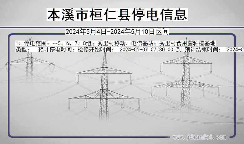 辽宁省本溪桓仁停电通知