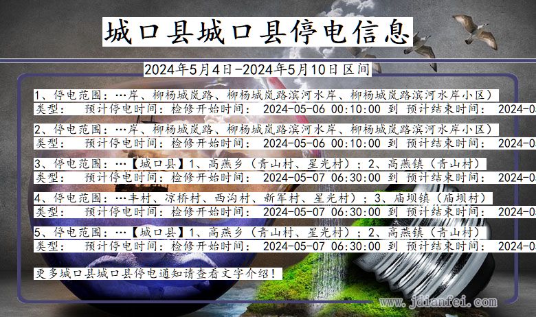 重庆市城口县城口停电通知