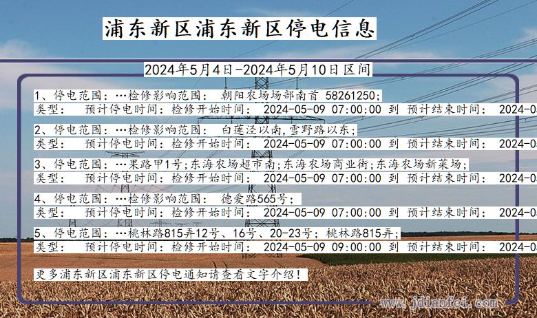 上海市浦东新区浦东新停电通知