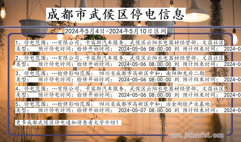 成都武侯停电通知 四川省成都武侯停电通知