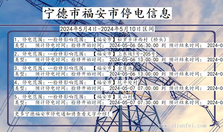 福建省宁德福安停电通知