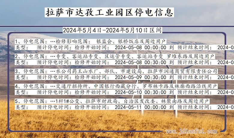 西藏自治区拉萨达孜工业园停电通知