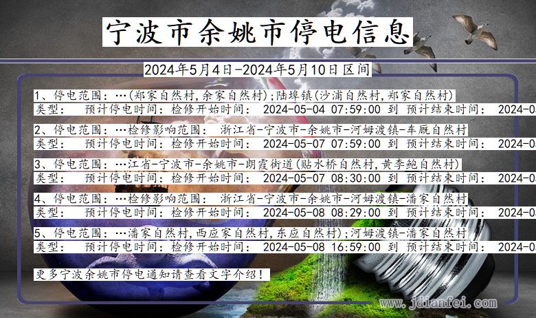 浙江省宁波余姚停电通知