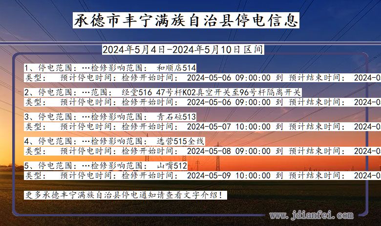 河北省承德丰宁满族自治停电通知